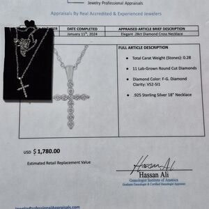 Elegant Silver Diamond Cross Necklace